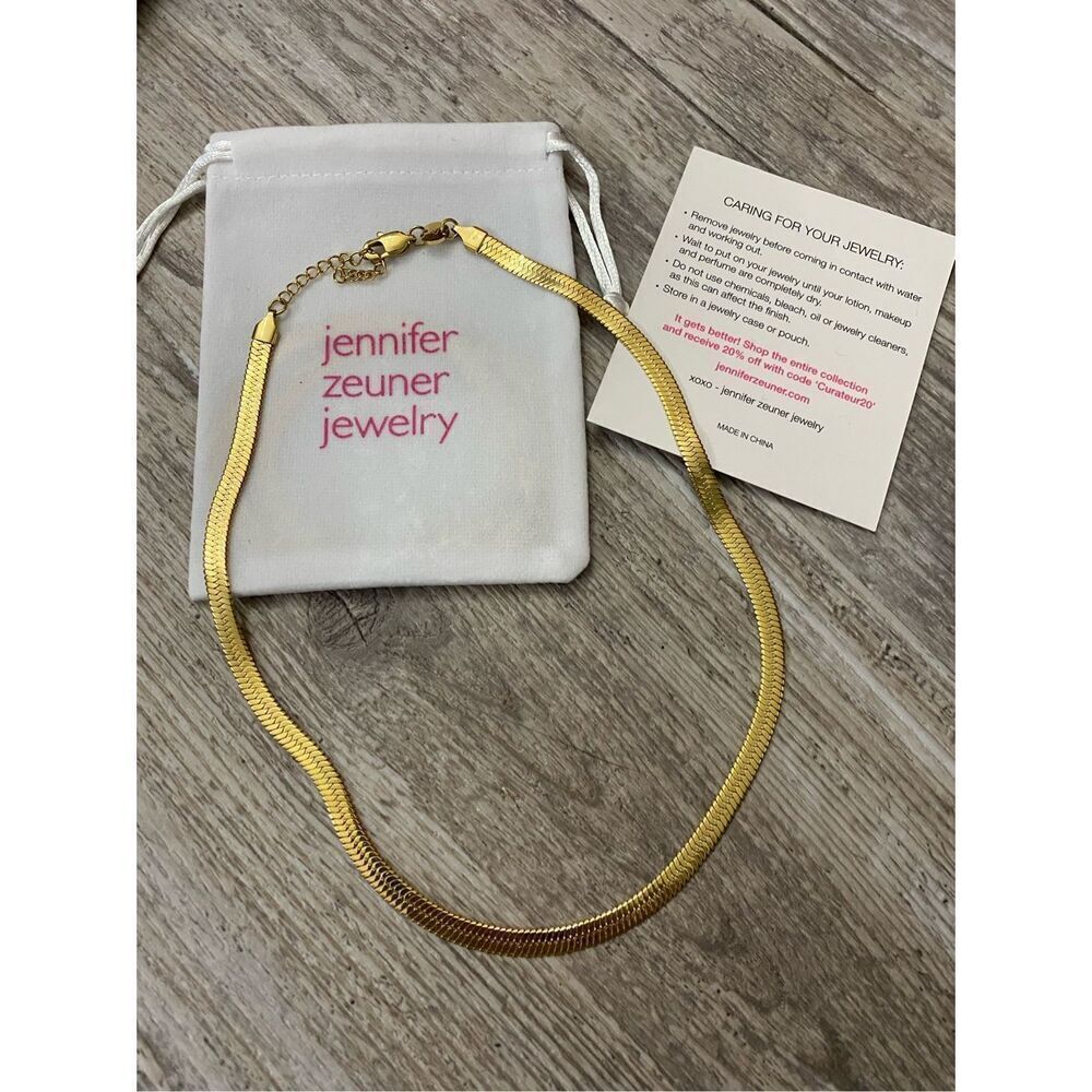 Jennifer Zeuner Herringbone Necklace Jewelry 14k Gold IP Plating